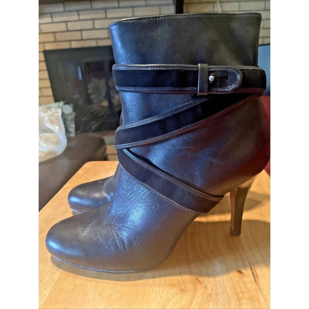 Cole Haan Air Talia Women's Leather Strappy Booties, Black, Size 9.5, 4